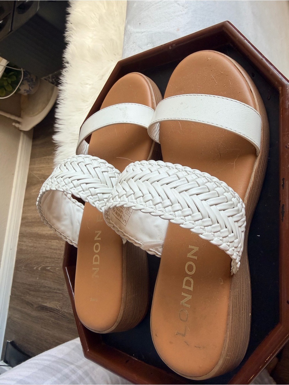 White Woven Slide Sandals - Women's Casual Comfort